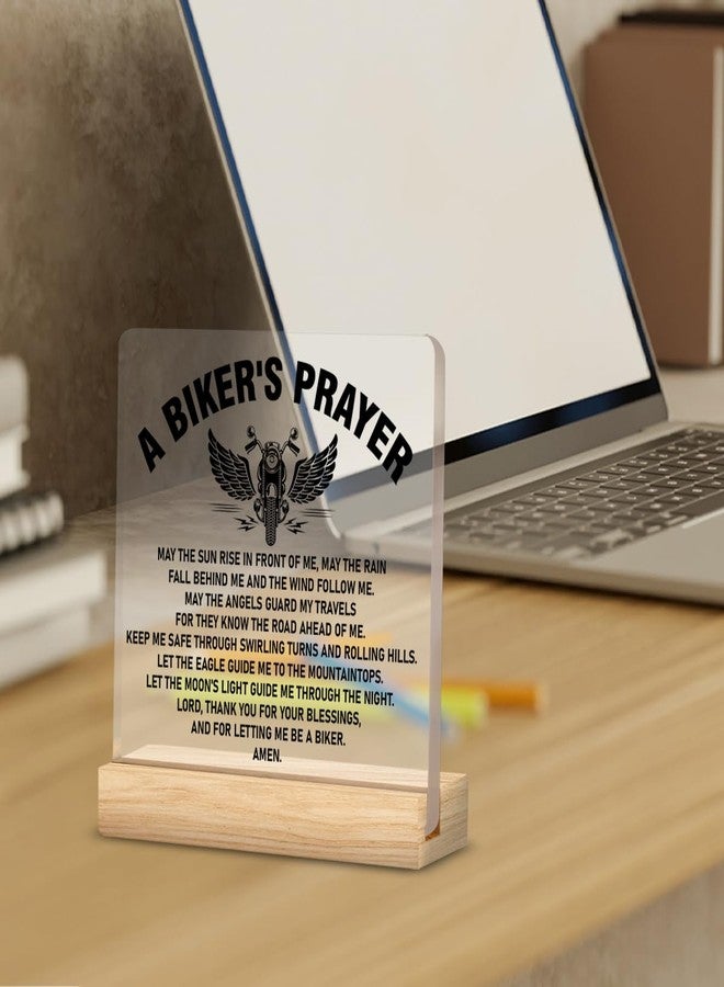 ZOSAN Biker Gifts, Gifts for Bike Lover Motorcycle Rider, Bikers Prayer Clear Desk Decorative Sign Home Acrylic Decor - Image 3