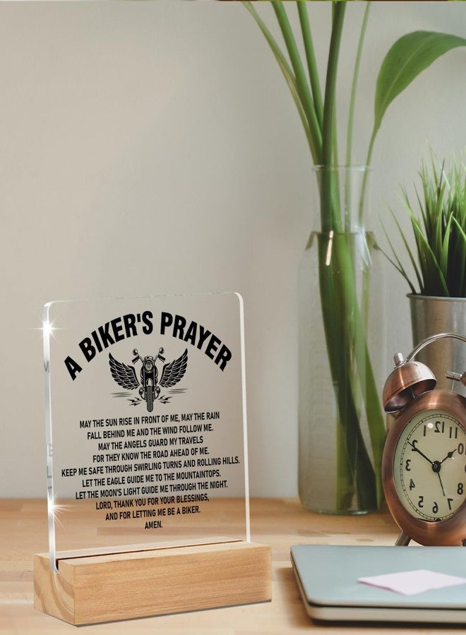 ZOSAN Biker Gifts, Gifts for Bike Lover Motorcycle Rider, Bikers Prayer Clear Desk Decorative Sign Home Acrylic Decor - Image 4