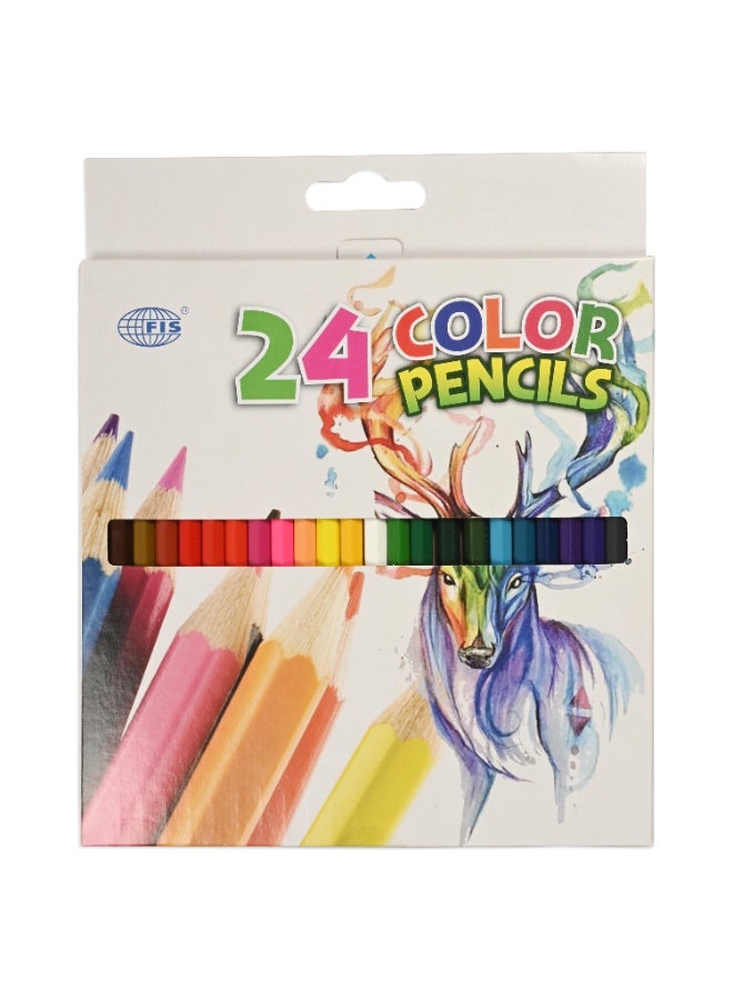 FIS Colored Pencils, 24 Assorted Colors Per Box, Wooden Pencils, Packet of 6 Boxes(144 Pencils)-FSCK24LN - Image 2