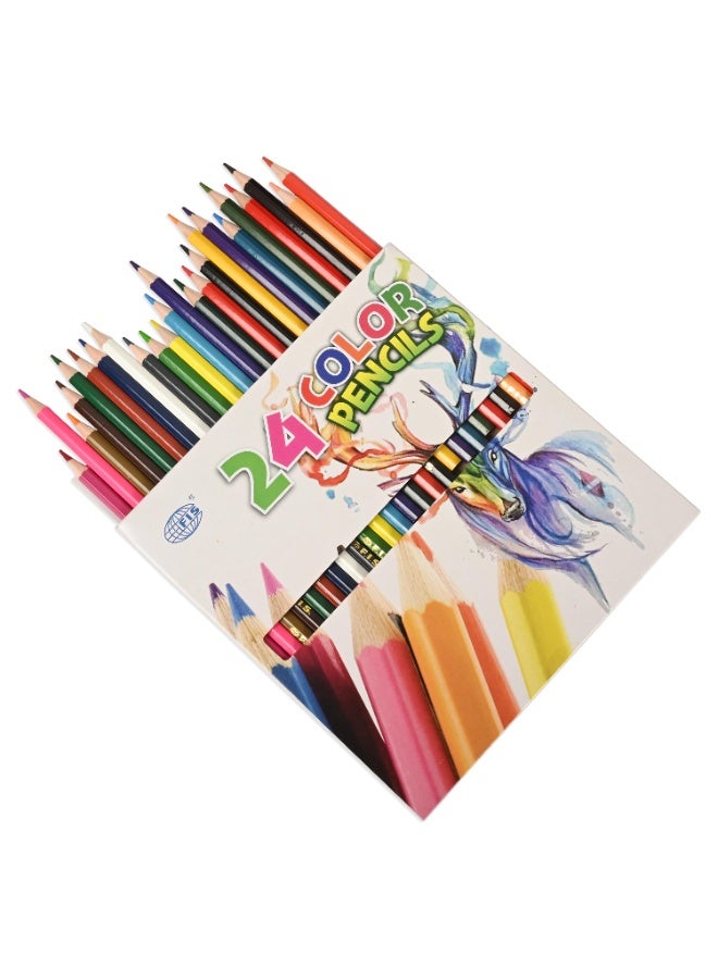 FIS Colored Pencils, 24 Assorted Colors Per Box, Wooden Pencils, Packet of 6 Boxes(144 Pencils)-FSCK24LN - Image 1
