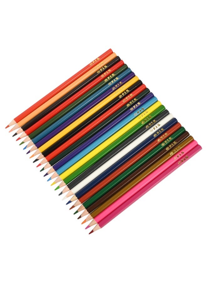 FIS Colored Pencils, 24 Assorted Colors Per Box, Wooden Pencils, Packet of 6 Boxes(144 Pencils)-FSCK24LN - Image 3