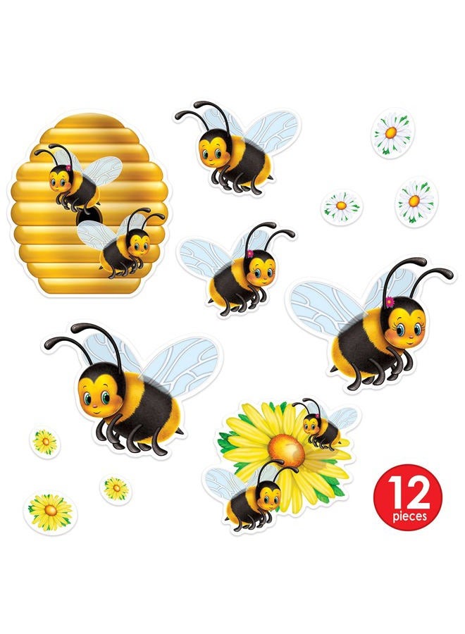 Beistle Bumblebee Clings 1 Sheet Spring and Summer Window Decorations, 12" x 17", Black/Yellow/White/Orange - Image 2