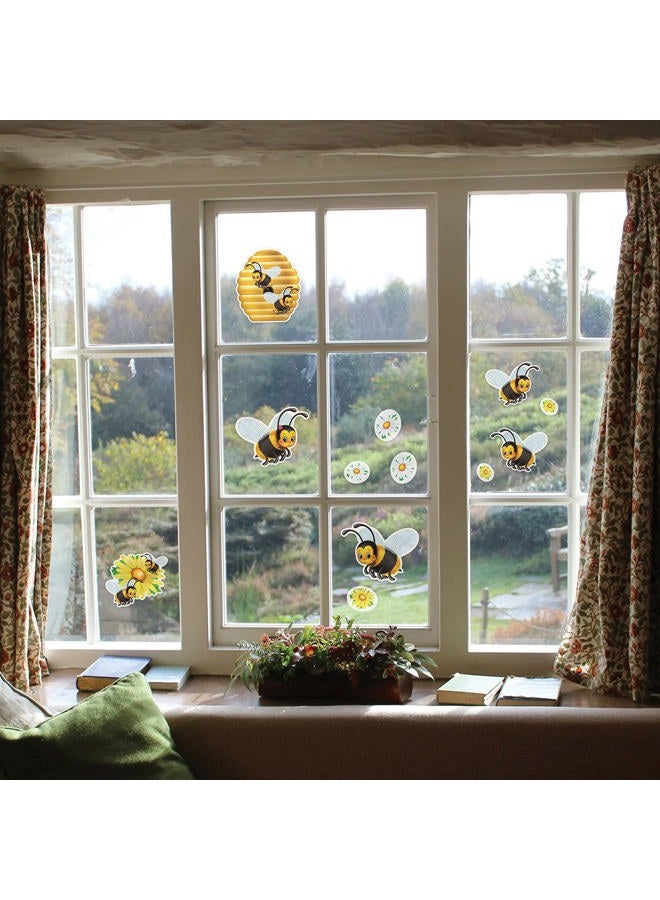 Beistle Bumblebee Clings 1 Sheet Spring and Summer Window Decorations, 12" x 17", Black/Yellow/White/Orange - Image 5