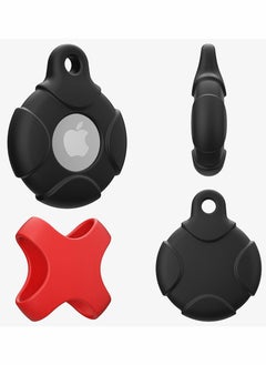 2 Pack Case for Apple AirTag with Keychain Ring Silicone Waterproof Anti Scratch Protective Tracker Cover Compatible AirTags Pets Keys Luggage Backpacks Black