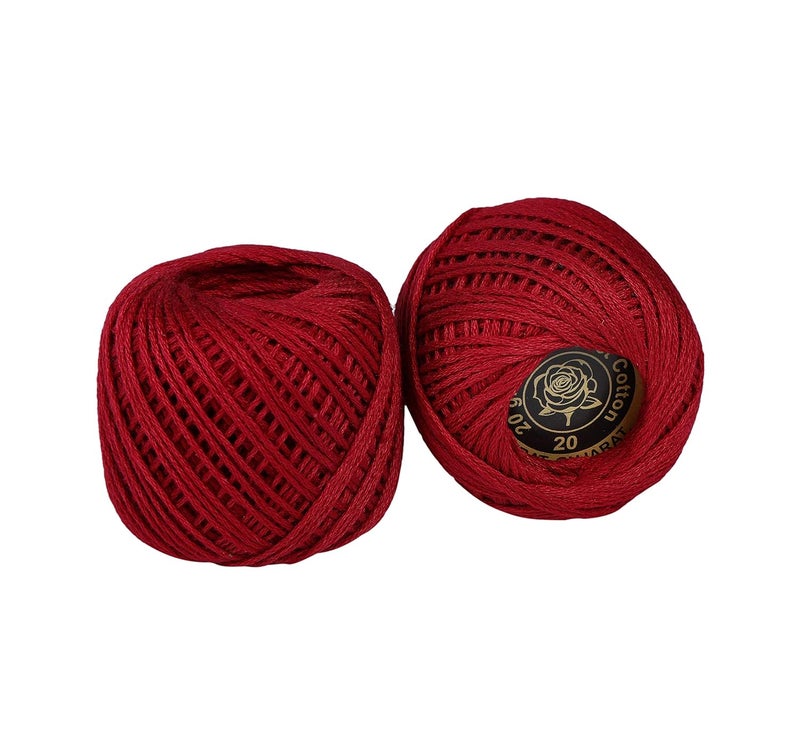 CORIOX Crochet Thread Set Of 10 Ball Crochet Cotton Thread Yarn For Knitting And Craft Making. Size 20 Gram 55 To 60 Mtr Approx (Maroon), 230 Gram - Image 3