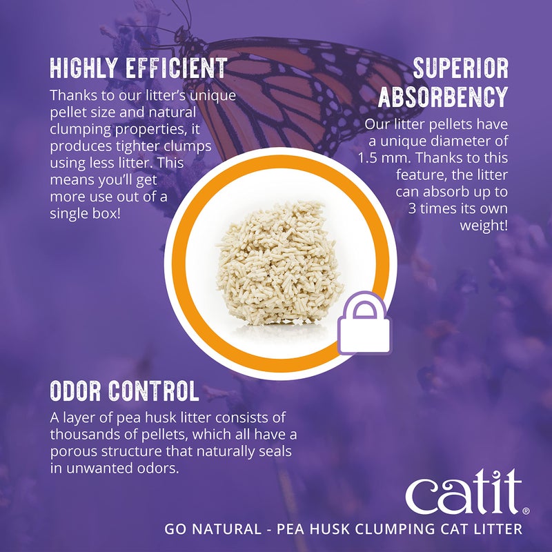 Catit - Go Natural Pea Husk Clumping Cat Litter - Lightweight, Dust Free, Easy Cleaning & Scooping, Flushable Kitty Litter with Odor Control & Subtle Fragrance - 12.3 Lbs, Lavender Scented - Image 4