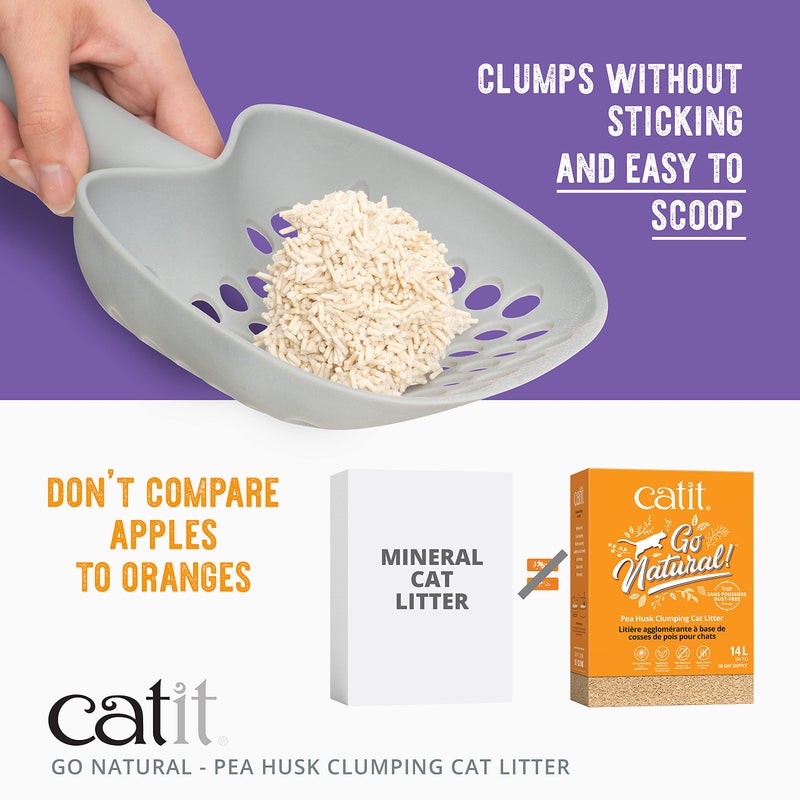 Catit - Go Natural Pea Husk Clumping Cat Litter - Lightweight, Dust Free, Easy Cleaning & Scooping, Flushable Kitty Litter with Odor Control & Subtle Fragrance - 12.3 Lbs, Lavender Scented - Image 3