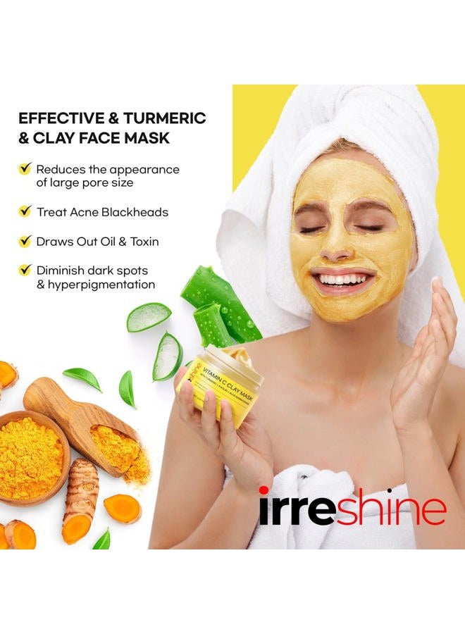 irreshine Turmeric Vitamin C Clay Mask: Turmeric Face Mask Vitamin C Clay Mask Clay Mask for Face Clay Face Mask - Vitamin C Clay Mask with Turmeric Vitamin C Face Mask 5.07oz/150ml - Image 5