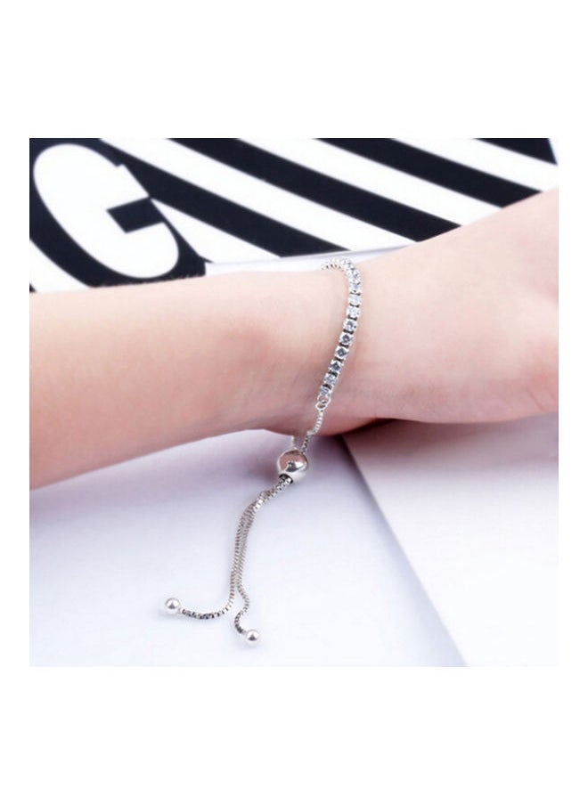 NIBEMINENT - Rhinestone Bead Box Chain Bracelet - Image 1