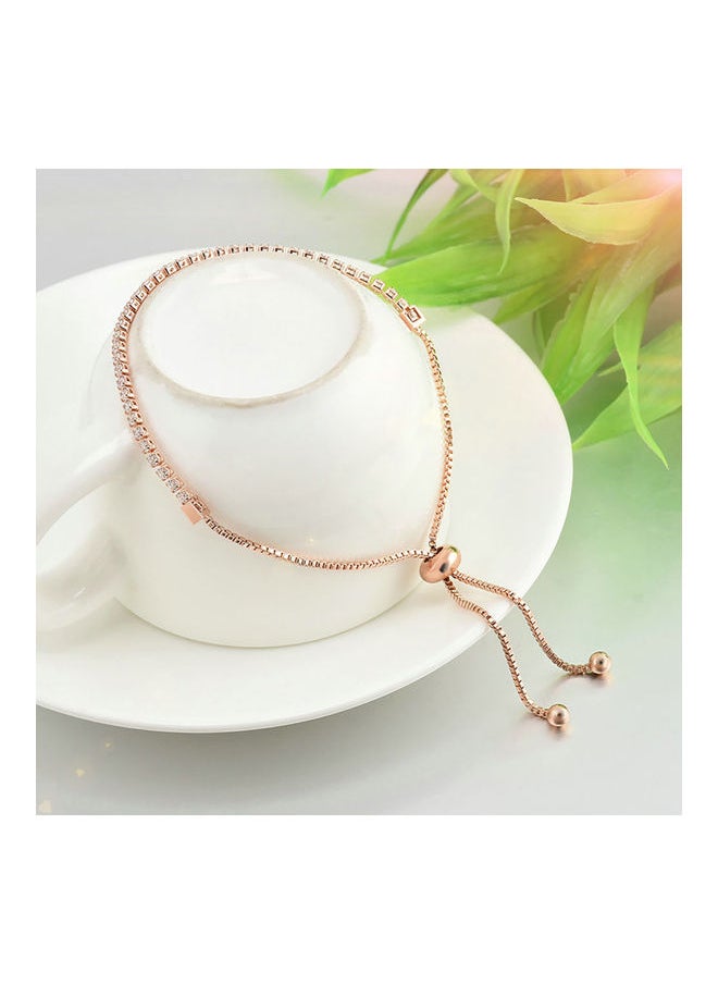 NIBEMINENT - Rhinestone Bead Box Chain Bracelet - Image 1
