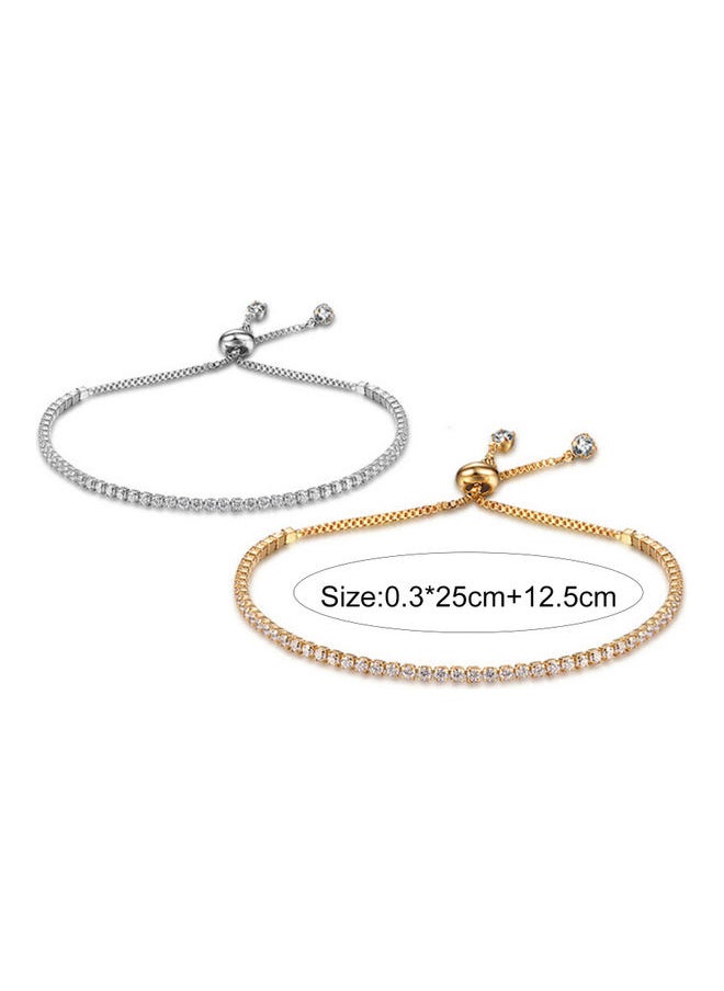 NIBEMINENT - Rhinestone Bead Box Chain Bracelet - Image 1