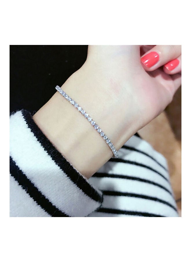 NIBEMINENT - Rhinestone Bead Box Chain Bracelet - Image 1