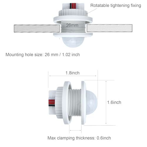 Yogcow DC 12V/24V Motion Sensor Light Switch,PIR Smart Infrared Human Body Detection,Adjustable Delay & Light Sensitivity,for LED Strip Lights,Cabinets,Closets,Wardrobes,Pantry,Under-Bed Lighting - Image 3