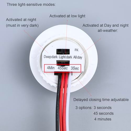 Yogcow DC 12V/24V Motion Sensor Light Switch,PIR Smart Infrared Human Body Detection,Adjustable Delay & Light Sensitivity,for LED Strip Lights,Cabinets,Closets,Wardrobes,Pantry,Under-Bed Lighting - Image 4