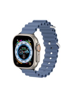 Replacement Strap Ocean Silicone Metal Head Watch Band For Apple Watch Ultra 49mm&Watch Ultra 2 49mm / Series 9&8&7 45mm / SE 3&SE 2&6&SE&5&4 44mm / 3&2&1 42mm Lavender Gray