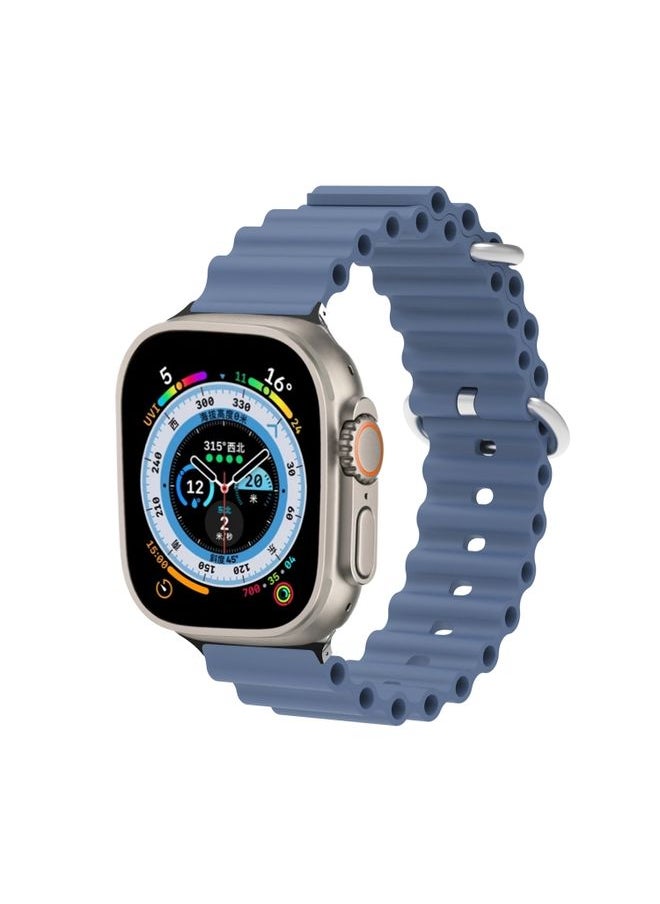 Generic - Replacement Strap Ocean Silicone Metal Head Watch Band For Apple Watch Ultra 49mm&Watch Ultra 2 49mm / Series 9&8&7 45mm / SE 3&SE 2&6&SE&5&4 44mm / 3&2&1 42mm Lavender Gray - Image 1