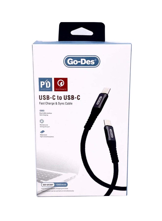 GO-DES USB-C To USB-C Fast Charge And Synce Cable Black - Image 2