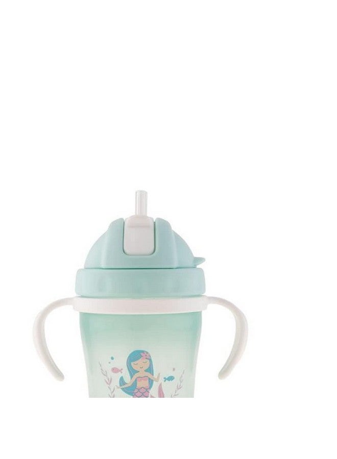 Stephen Joseph Straw Cups, Transition Straw Cup with Removable Handles, Flip-Top Straw Spill Free Baby Sippy Cup, Soft Straw Cup - 5oz, Mermaid - Image 1