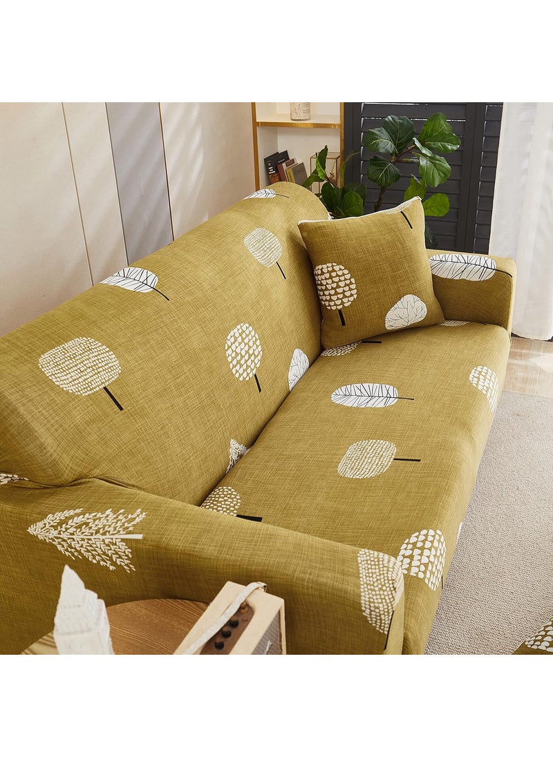 HOUSE OF QUIRK - House of Quirk Universal Triple Seater Sofa Cover Big Elasticity Cover for Couch Flexible 140 GSM Sofa Slipcover (Mustard Flower, 185-230cm) - Image 1