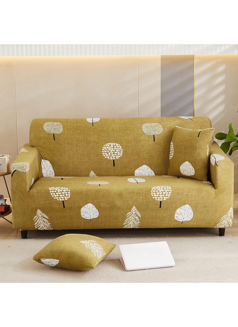 HOUSE OF QUIRK - House of Quirk Universal Triple Seater Sofa Cover Big Elasticity Cover for Couch Flexible 140 GSM Sofa Slipcover (Mustard Flower, 185-230cm) - Image 1