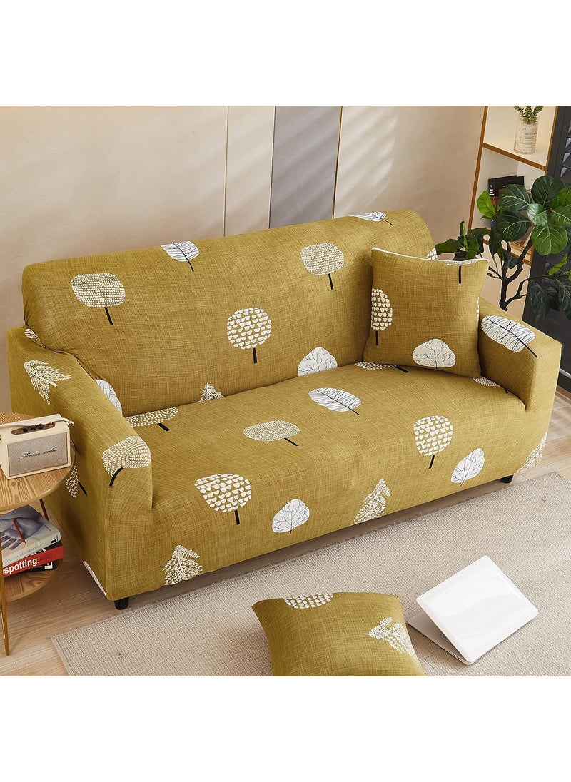 HOUSE OF QUIRK - House of Quirk Universal Triple Seater Sofa Cover Big Elasticity Cover for Couch Flexible 140 GSM Sofa Slipcover (Mustard Flower, 185-230cm) - Image 1