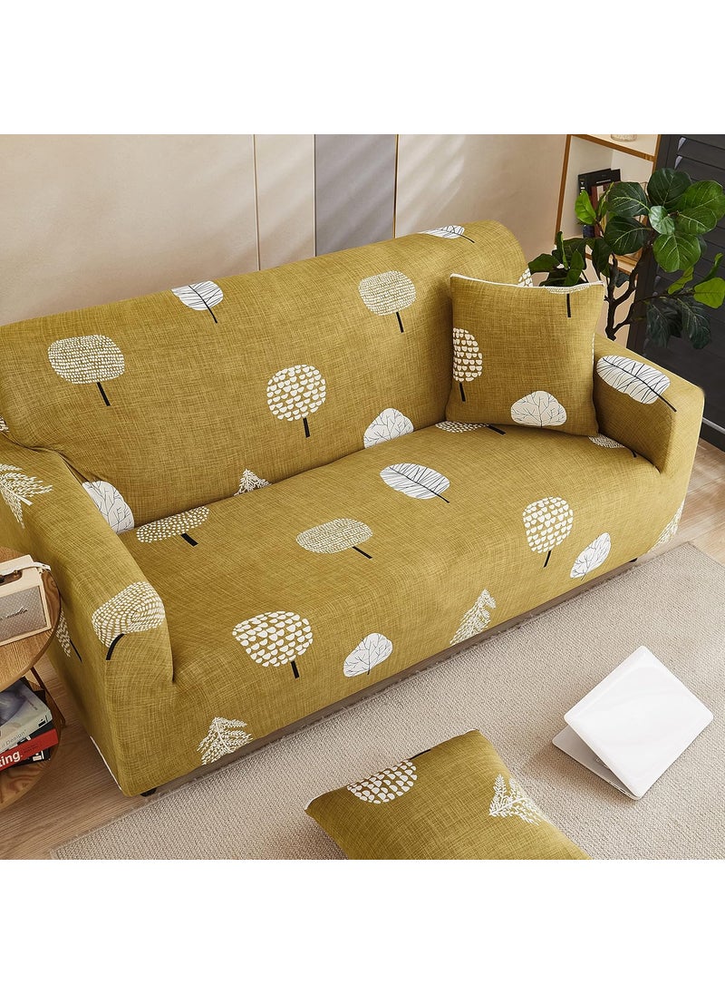 HOUSE OF QUIRK - House of Quirk Universal Triple Seater Sofa Cover Big Elasticity Cover for Couch Flexible 140 GSM Sofa Slipcover (Mustard Flower, 185-230cm) - Image 1