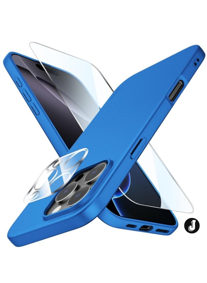JAJEEK "iPhone 16 Pro Blue Case – Ultra-Thin Matte Cover with Upgraded Camera Lens and Screen Protectors, Soft Touch, Shockproof Design" - Image 1