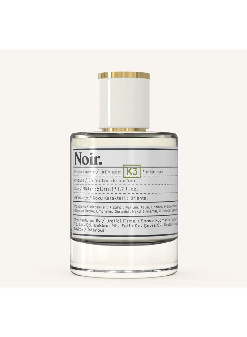 NOIR K3 Women’s Eau de Parfum – Oriental Floral Perfume Inspired by GG | 50ML | Mandarin, Pink Pepper & Amber Scent | Made in Turkey - Image 2