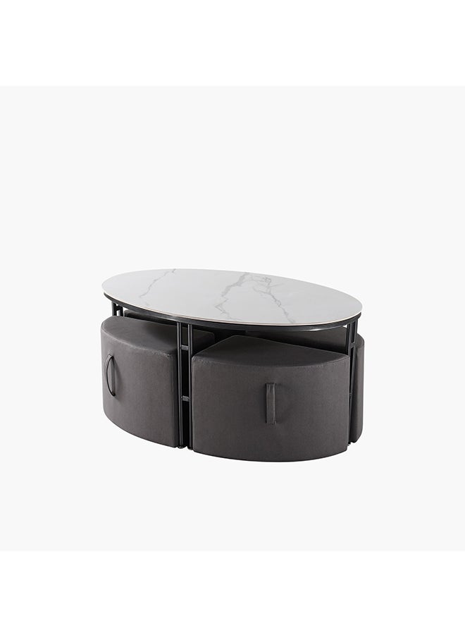 Home Box - Compact Sintered Stone Coffee Table with 4 Stools 65 x 50 x 106 cm - Image 1