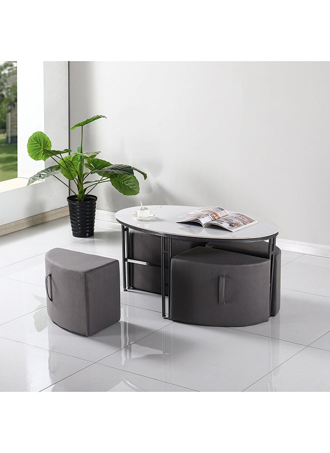 Home Box - Compact Sintered Stone Coffee Table with 4 Stools 65 x 50 x 106 cm - Image 1