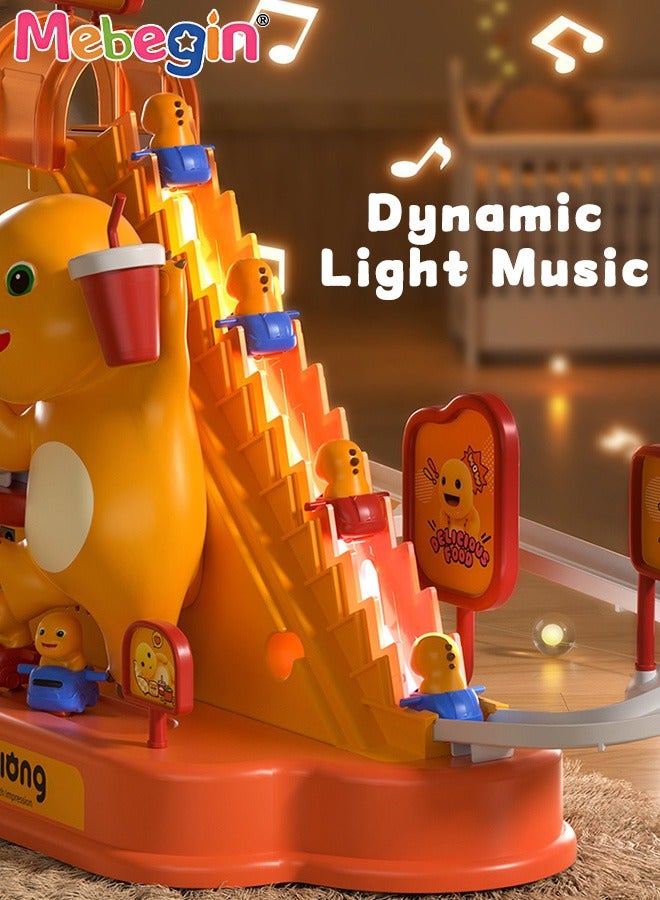 MEBEGIN Cartoon Dragon Climbing Toy with Lights and Music, Electric Climbing Stairs and Tracks Playset, Race Track Toy Set with Automatic Ladder and Gravity Sliding, Slide Toy Set, 2 AA Batteries Required(Not Included), Ideal Gift for Kids Aged 3+  - Image 4