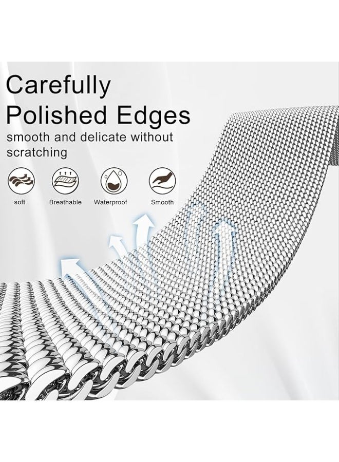 Milanese Loop Band Compatible with Apple Watch Ultra 2/3 Band 49mm 46mm 45mm 44mm, Stainless Steel Milanese Loop Adjustable Strap for iWatch Ultra Series 11 10 9 8 7 SE 6 5 4 silver - Image 2