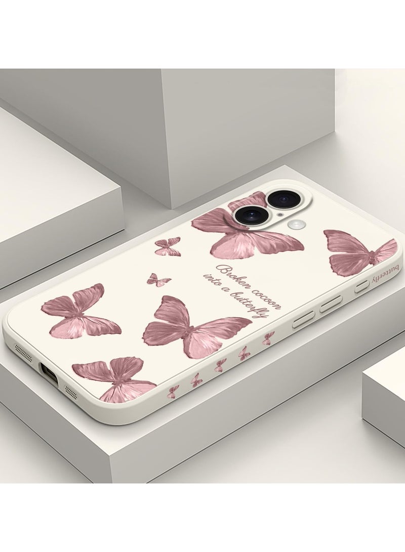 for iPhone 16 Plus Case Scratch Resistant Soft Slim Fit Floral Phone Cover for iPhone 16 Plus 6.7 inch-Butterfly White - Image 2