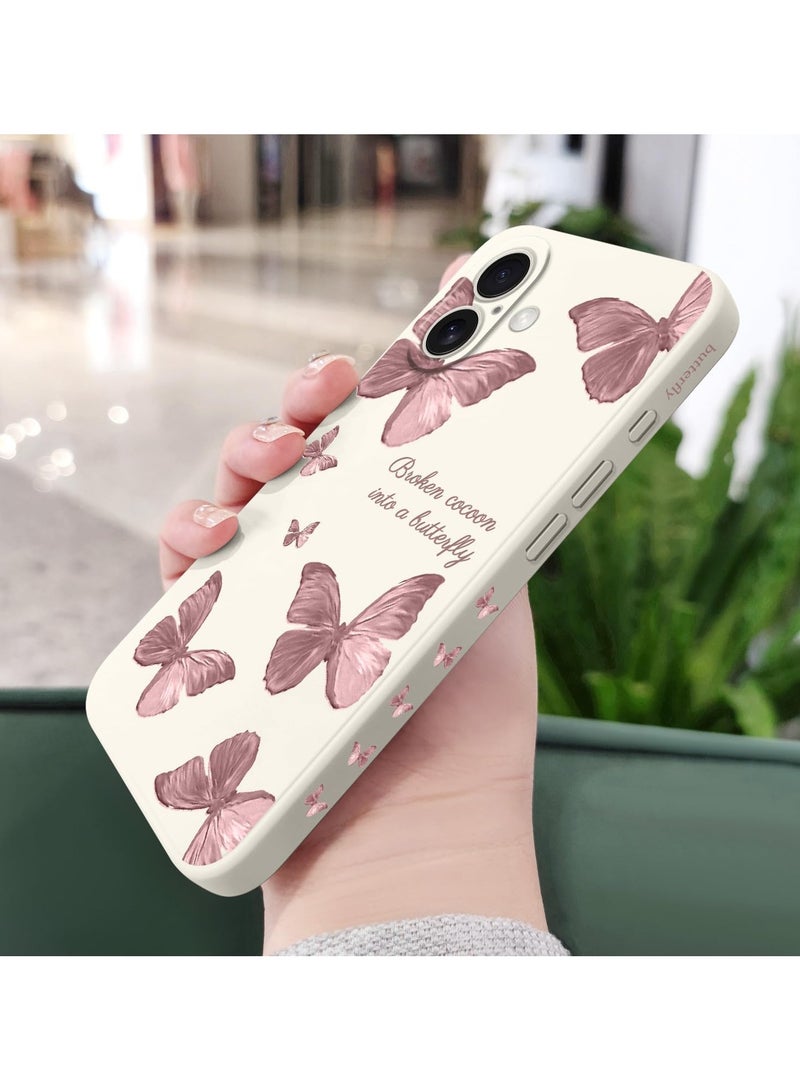 for iPhone 16 Plus Case Scratch Resistant Soft Slim Fit Floral Phone Cover for iPhone 16 Plus 6.7 inch-Butterfly White - Image 4