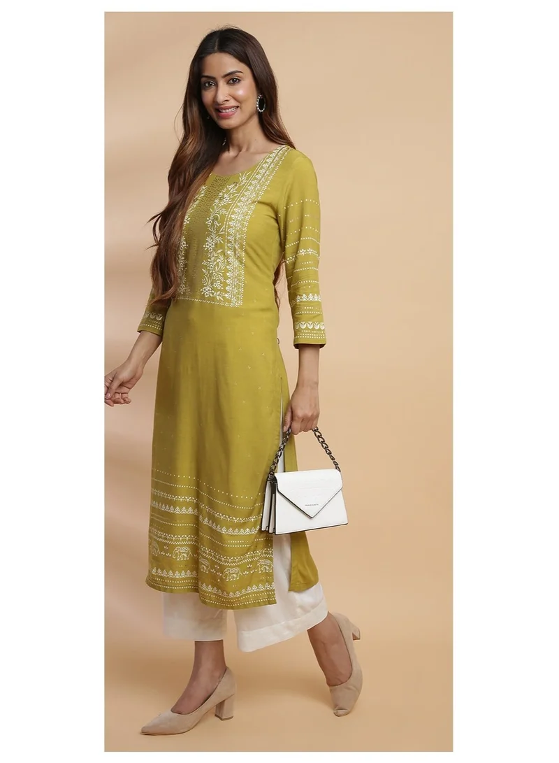 Biba blue Pink Rayon Straight Kurta Pants Set for Women | Best Price UAE