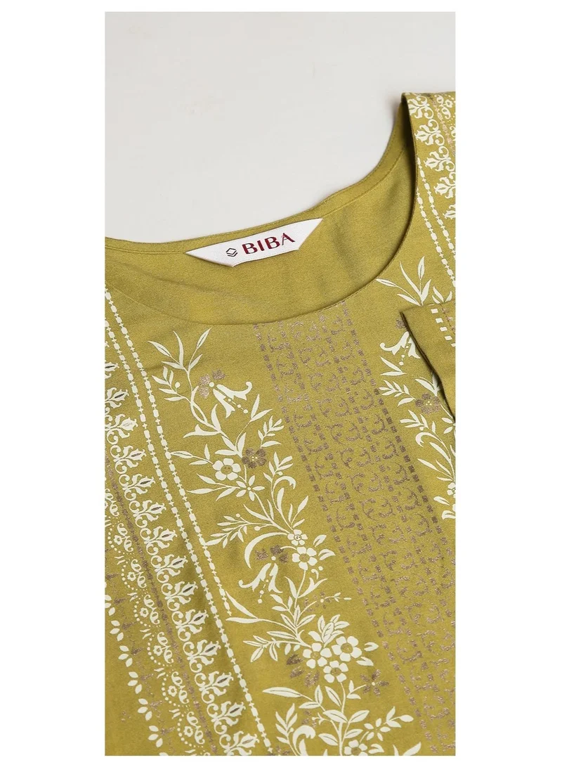 Biba blue Pink Rayon Straight Kurta Pants Set for Women | Best Price UAE