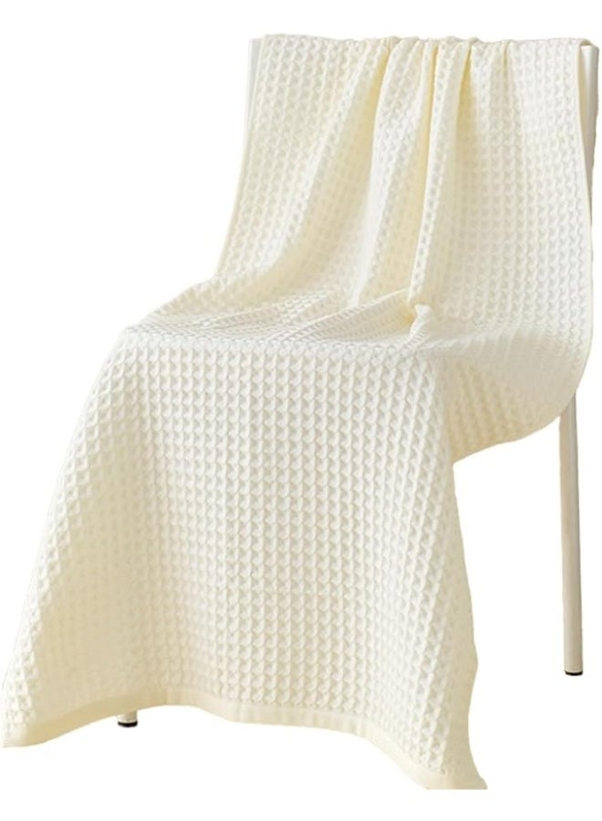 Soft Bath Towel Set 1 Size 100% Cotton Waffle WeaveTowels Off White 70  140cm  - Image 1