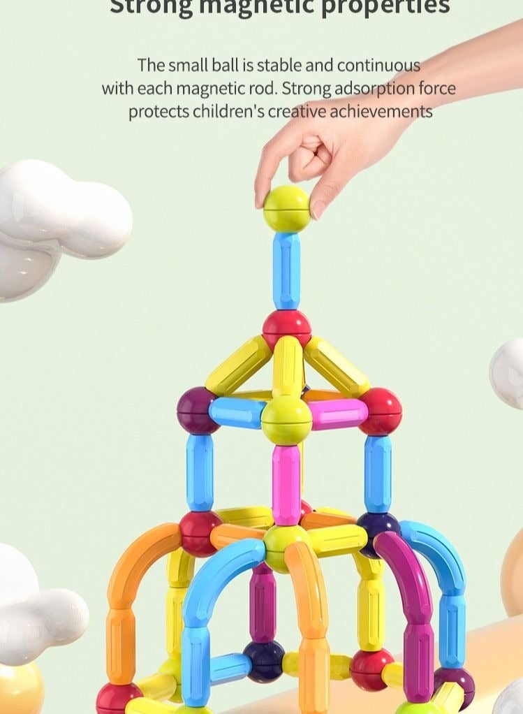 64 Pcs 3D Magnet Building Toys - Magnetic Building Sticks Blocks Toy - STEM Educational Construction Toys - Learning Boys Girls Toys Age 3+ - Birthday Gift  - Image 5