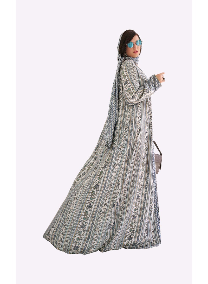 Sara Arabia Stripe Nature Motif Jalabiya - Image 2