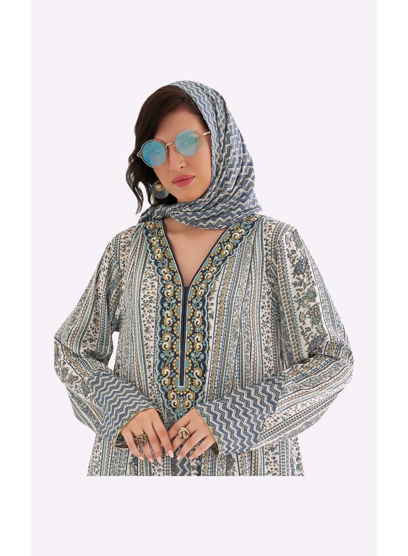 Sara Arabia Stripe Nature Motif Jalabiya - Image 3