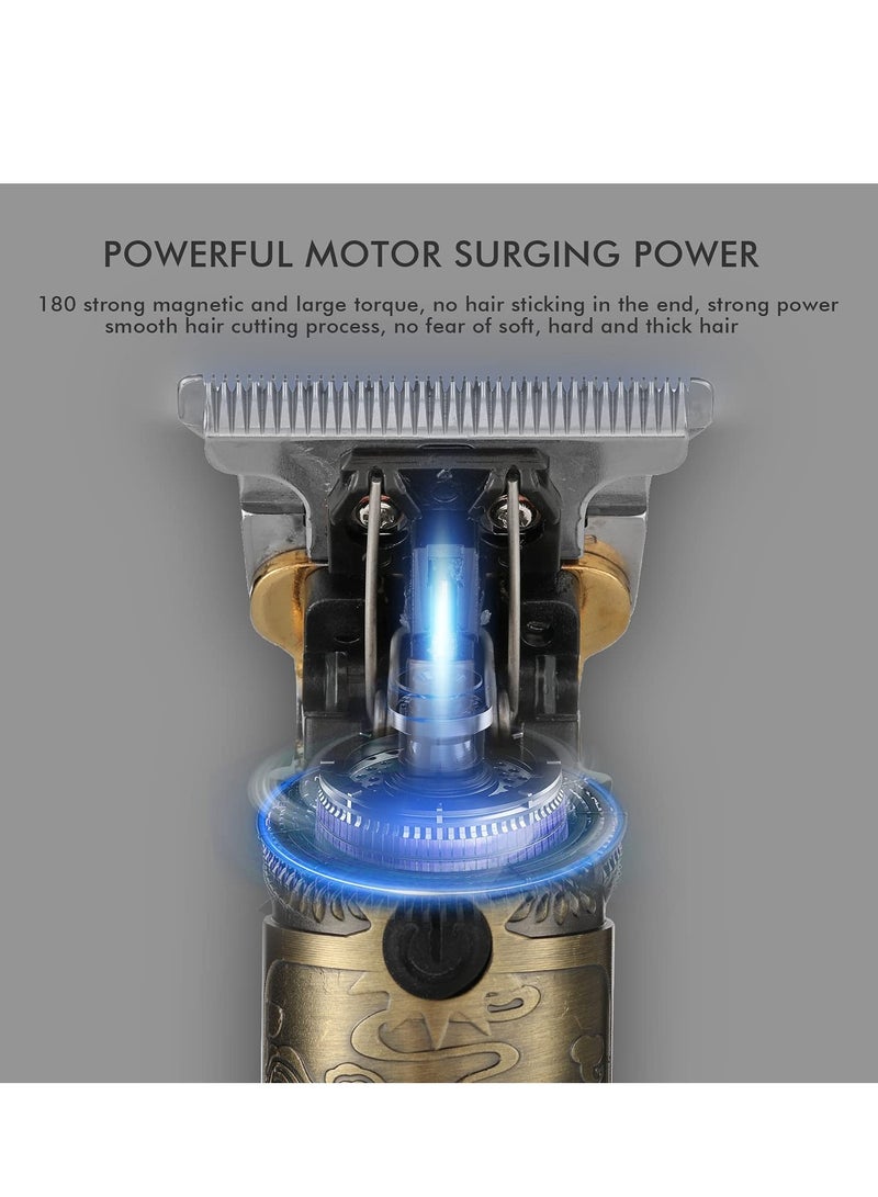 مقص شعر محدث لحلاقة اللحية للرجال، مقصات كهربائية احترافية تعمل بالUSB لقص الشعر، مقصات ذهبية بشفرة T، مقصات برو Li بدون سلك، محدد حواف بدون فراغات، قابلة لإعادة الشحن، مقص قديم مع شاشة LED - Image 5