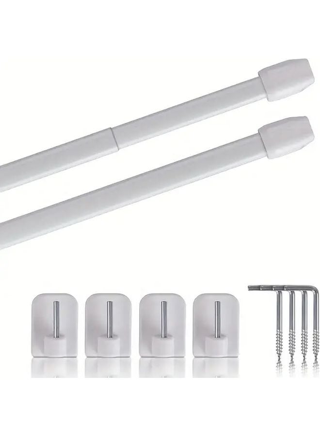 Adjustable Curtain Rods 11 81 To 19 69 Inch With Hooks No Drill Required For Windows Cabinets - Image 4