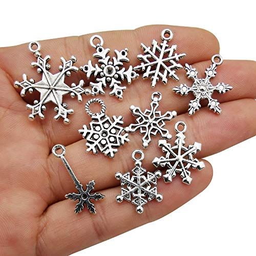 iloveDIYbeads Snowflake Charm-100g (About 80-90pcs) Antique Silver Christmas Snowflake Charms Pendants for Crafting, Jewelry Findings Making Accessory for DIY Necklace Bracelet (M005) - Image 3