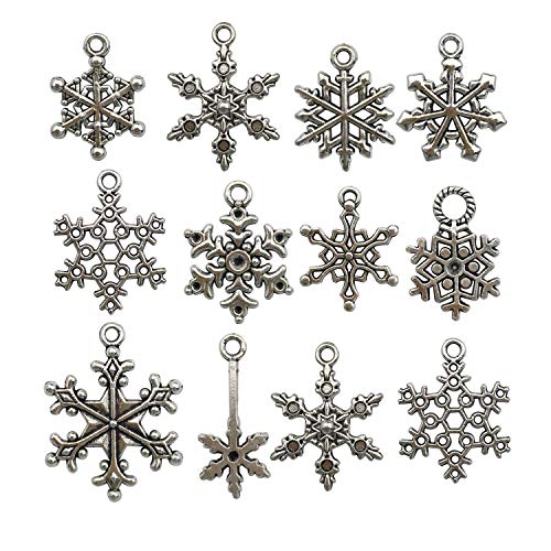 iloveDIYbeads Snowflake Charm-100g (About 80-90pcs) Antique Silver Christmas Snowflake Charms Pendants for Crafting, Jewelry Findings Making Accessory for DIY Necklace Bracelet (M005) - Image 2