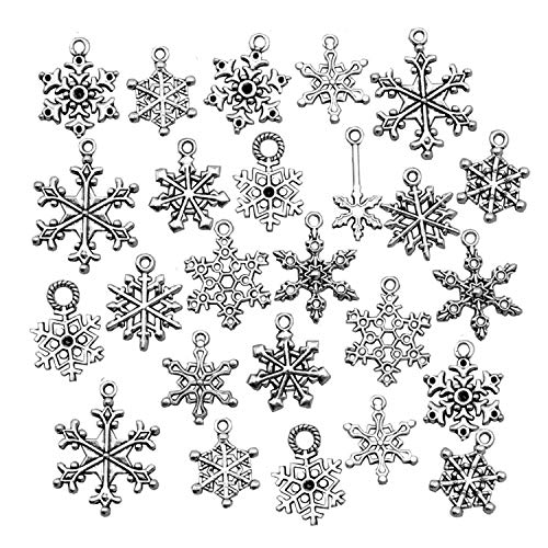 iloveDIYbeads Snowflake Charm-100g (About 80-90pcs) Antique Silver Christmas Snowflake Charms Pendants for Crafting, Jewelry Findings Making Accessory for DIY Necklace Bracelet (M005) - Image 1