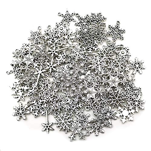 iloveDIYbeads Snowflake Charm-100g (About 80-90pcs) Antique Silver Christmas Snowflake Charms Pendants for Crafting, Jewelry Findings Making Accessory for DIY Necklace Bracelet (M005) - Image 4