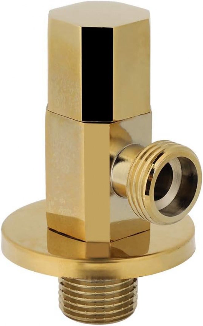 Brass Angle Stop Valve, Gold Water Control Faucet Valve, 1/2 Inch Thread, Durable Bathroom Accessory - Rust Proof Construction, Easy Installation, Ideal for Home Plumbing - Image 4