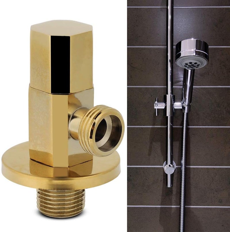 Brass Angle Stop Valve, Gold Water Control Faucet Valve, 1/2 Inch Thread, Durable Bathroom Accessory - Rust Proof Construction, Easy Installation, Ideal for Home Plumbing - Image 3