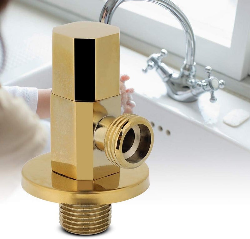 Brass Angle Stop Valve, Gold Water Control Faucet Valve, 1/2 Inch Thread, Durable Bathroom Accessory - Rust Proof Construction, Easy Installation, Ideal for Home Plumbing - Image 5