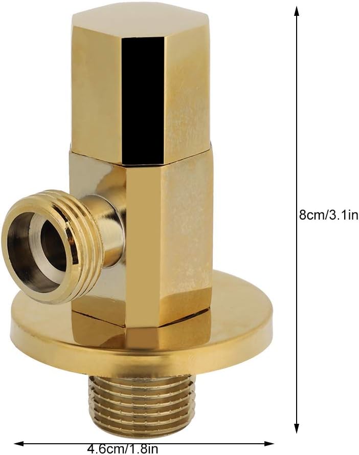 Brass Angle Stop Valve, Gold Water Control Faucet Valve, 1/2 Inch Thread, Durable Bathroom Accessory - Rust Proof Construction, Easy Installation, Ideal for Home Plumbing - Image 2